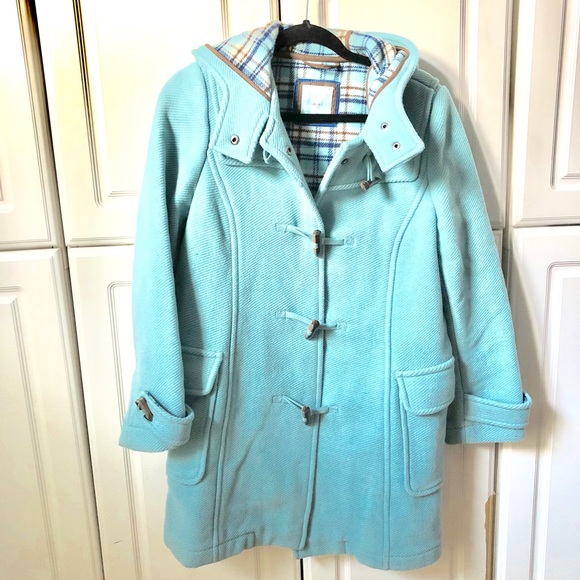 light blue duffle coat